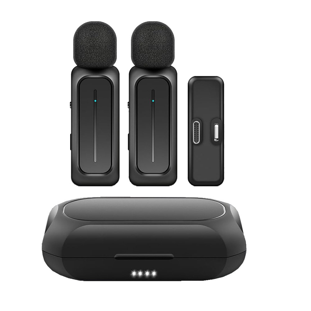 Popular Clip-On Wireless Microphone K1K8K9, One-To-Two Noise Reduction Mobile Phone Live Broadcast Microphone, Full Set for Live Streaming