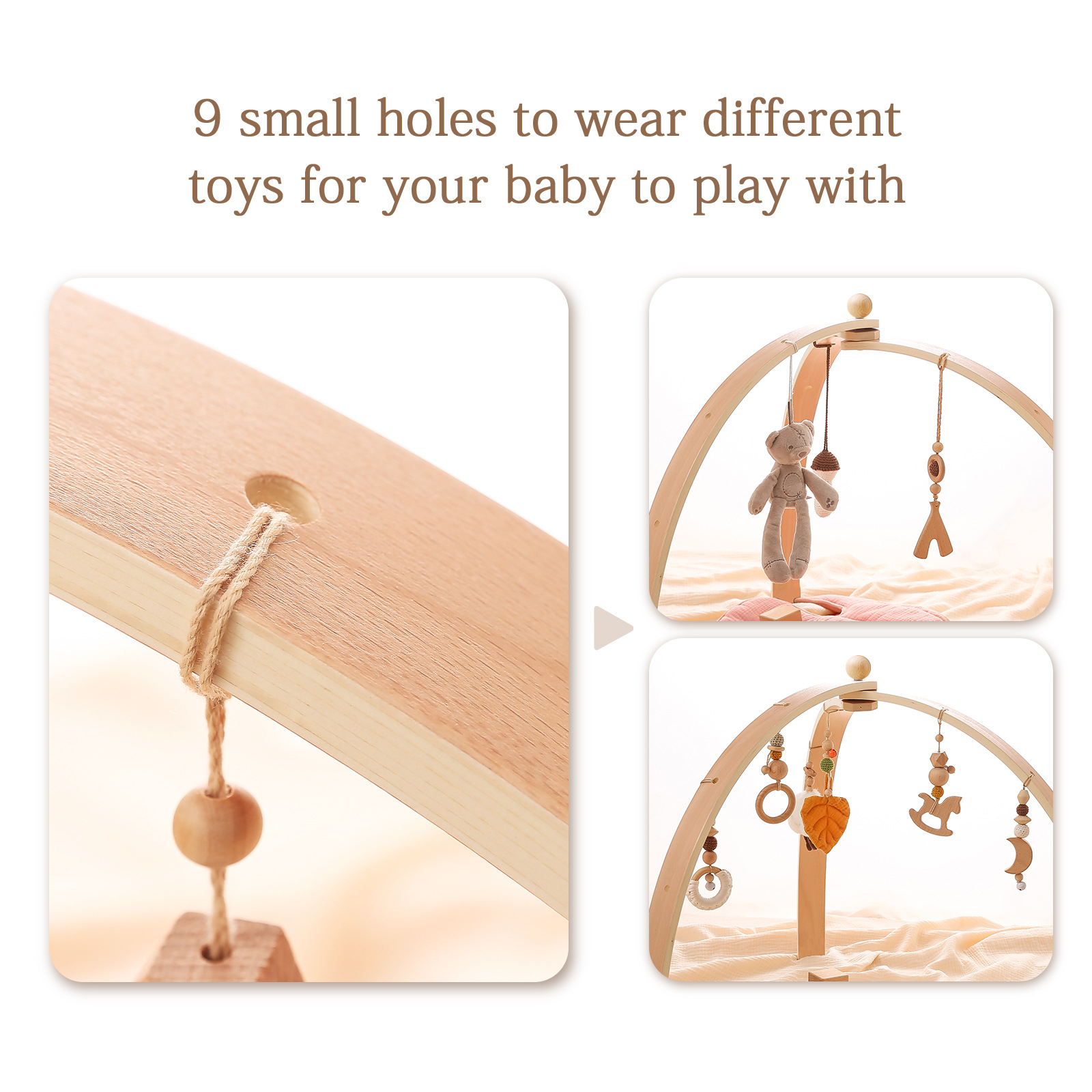 Cross Border Wooden Triangle Fitness Rack Baby Grasping Plush Animal Pendant Toy Newborn Sports Fitness Rack