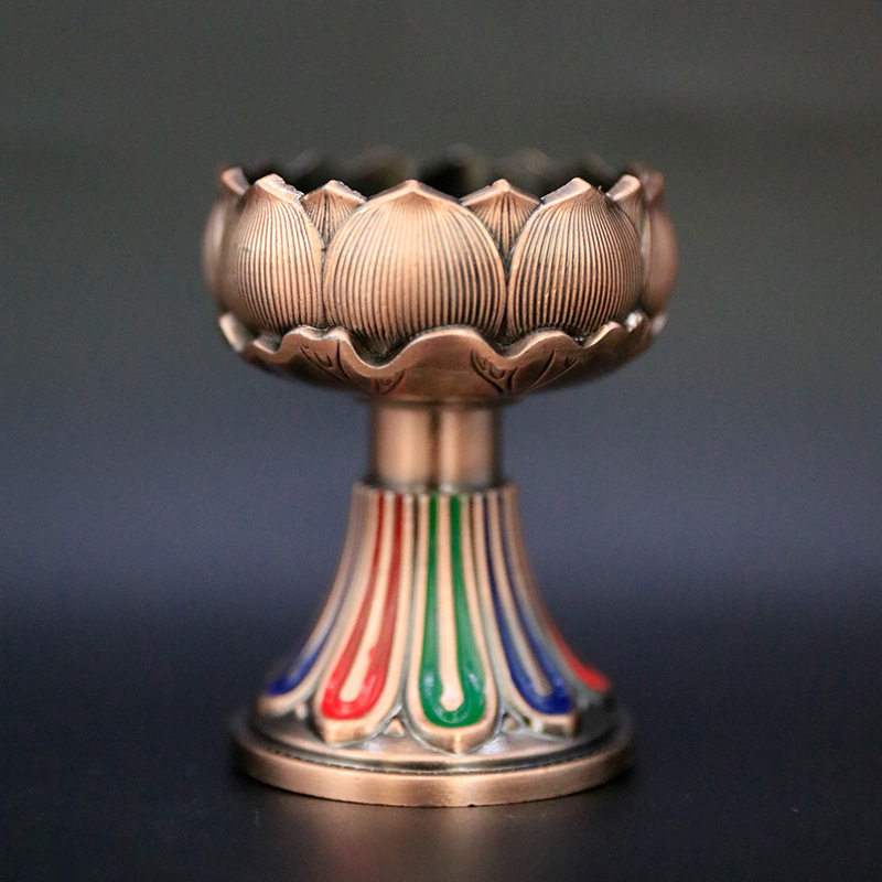 Metal Butter Lamp Holder Lotus Home Buddha Hall Elongation Lamp Buddha Lamp Holder Seven Star Lamp High Foot Candle Holder Wholesale