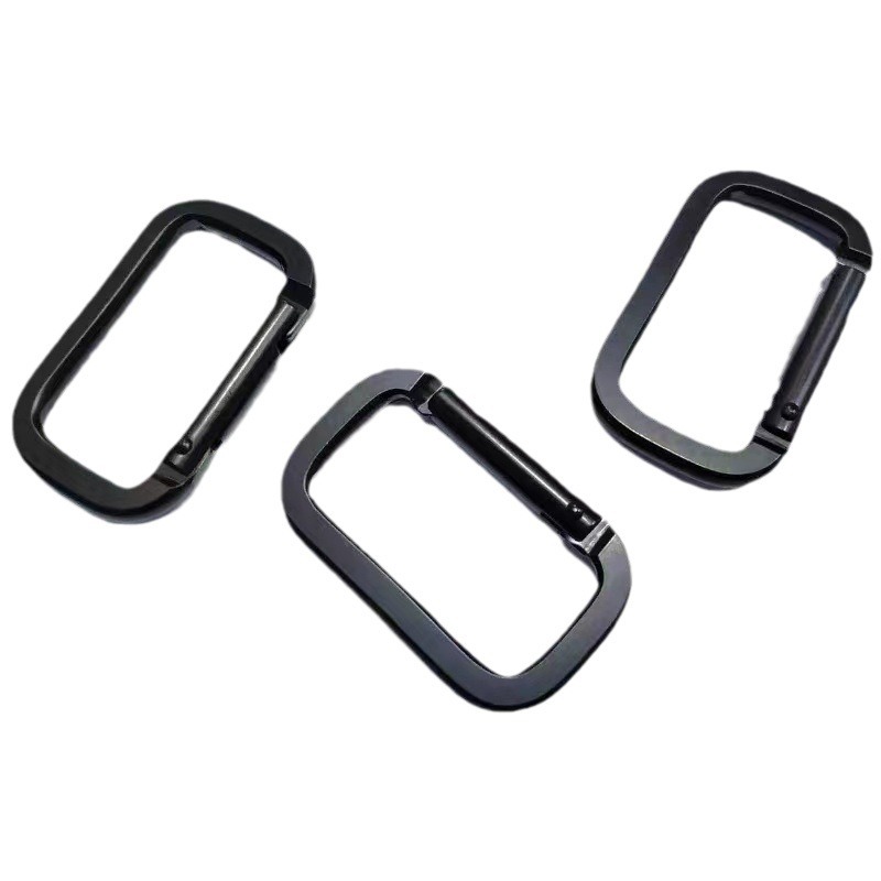 Factory spot high quality rectangular aluminum alloy mountaineering buckle electrophoresis square mountaineering buckle small universal hanging buckle