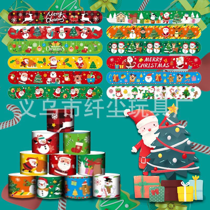 Браслет Санта-Клауса из ПВХ для детей, рождественский стиль, праздничное украшение