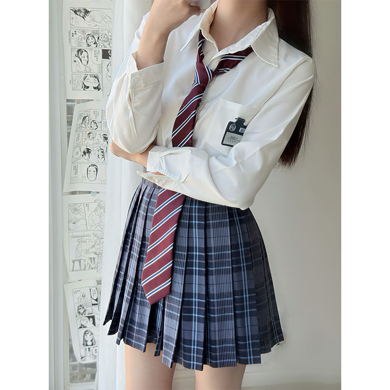 Authentic College Style Japanese White Jk Shirt Sweet Loose Long and Short Sleeve Shirt Tr Fabric Women's Summer Versatile School Supply