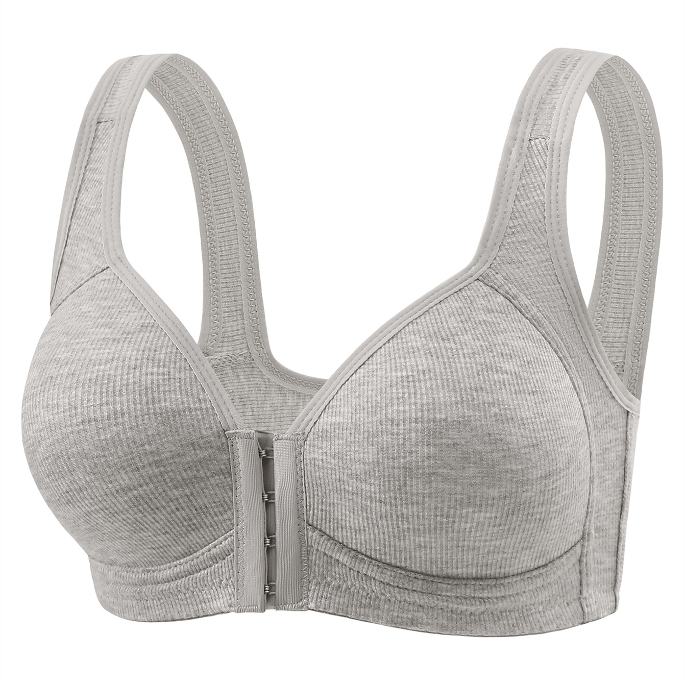 Cross-Border Popular Front-Button Bra for the Elderly, Wide-Shoulder Vest, Front-Button Bra, Full-Cup Bra Without Rims