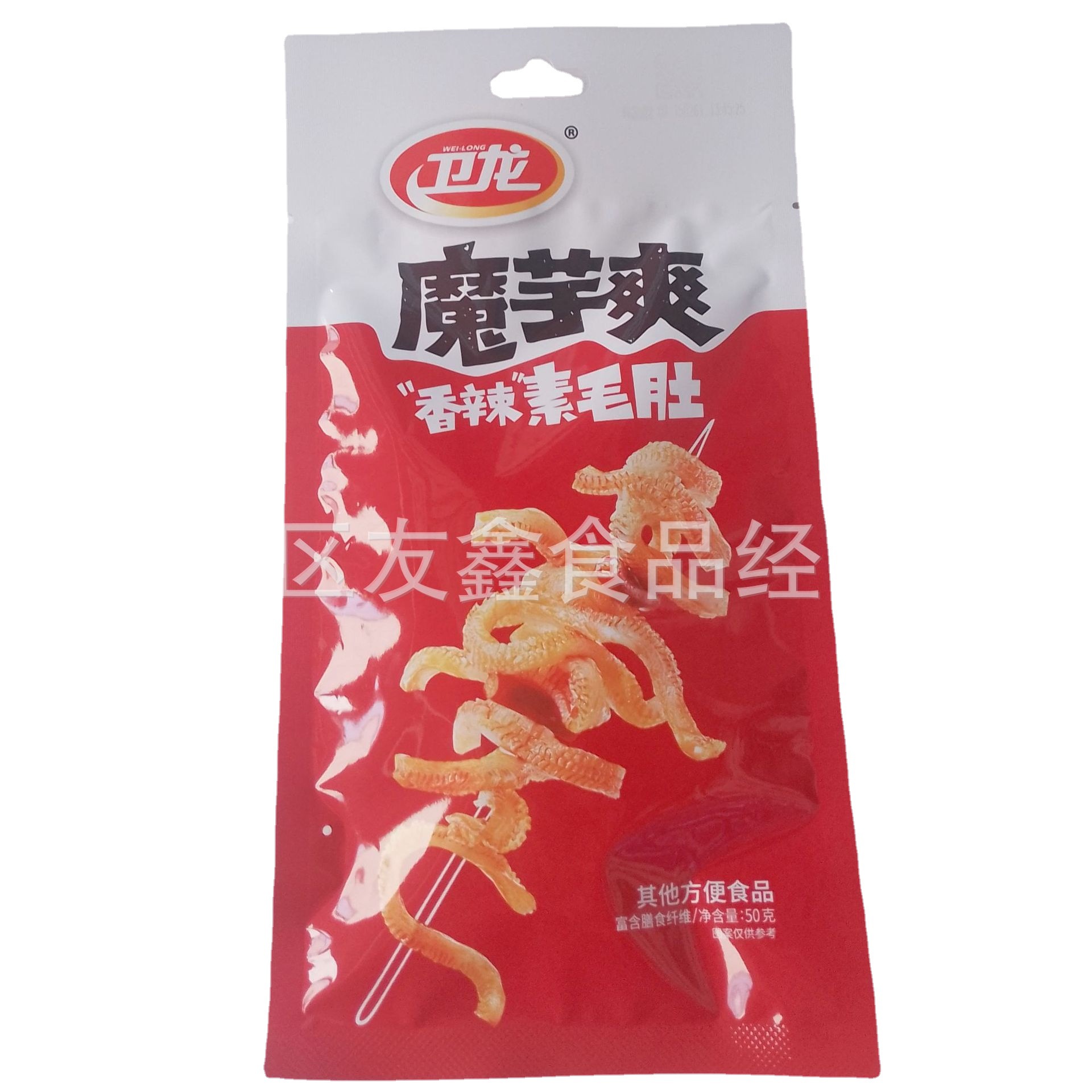 Weilong spicy strip konjac cool 50g spicy sour and spicy vegetarian belly/wind eating seaweed snacks wholesale full box of 60 bags