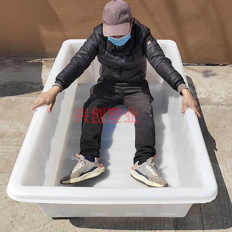 Thick beef tendon water tank food grade PE plastic rectangular box aquaculture large fish selling basin cooked plastic box