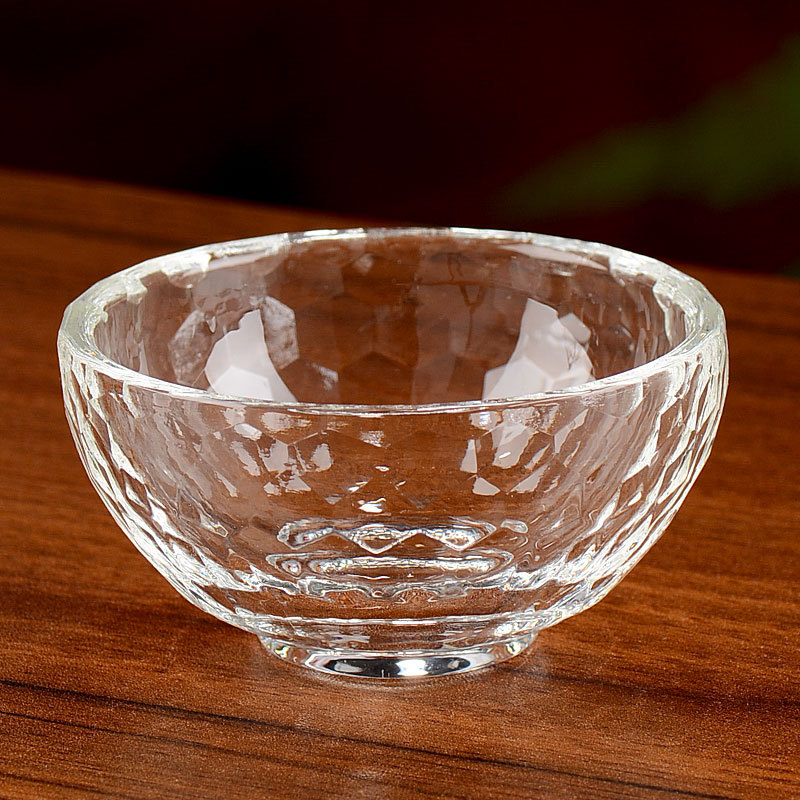 White Crystal Bowl Heat Resistant Transparent Mini Small Glass Eight for Home Buddha Water Supply Cup for Buddha