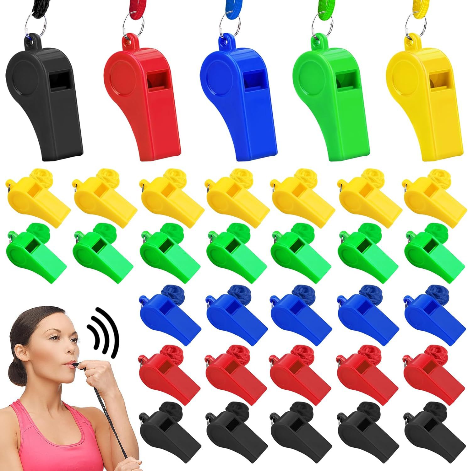 Wholesale Environmentally Friendly Abs Plastic Whistle Outdoor Survival Life-Saving Whistle Sports Training Referee 6-Character Whistle in Stock
