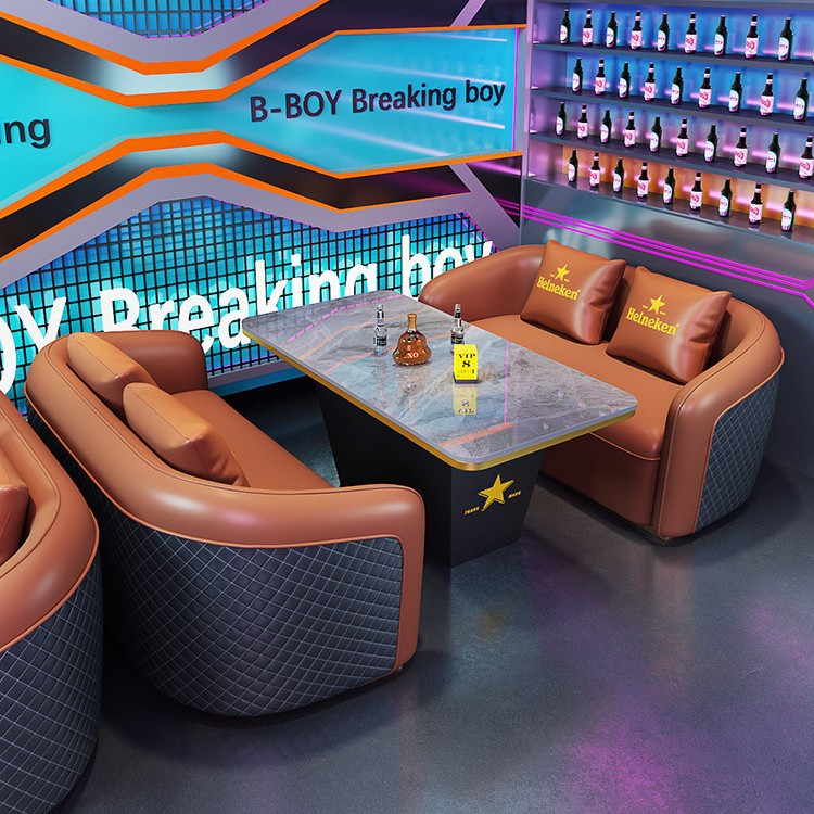Диван Ktv легкой роскоши, барная кабинка, U-образный бокс, домашний кинотеатр, клубный диван, комплект с кофейным столиком