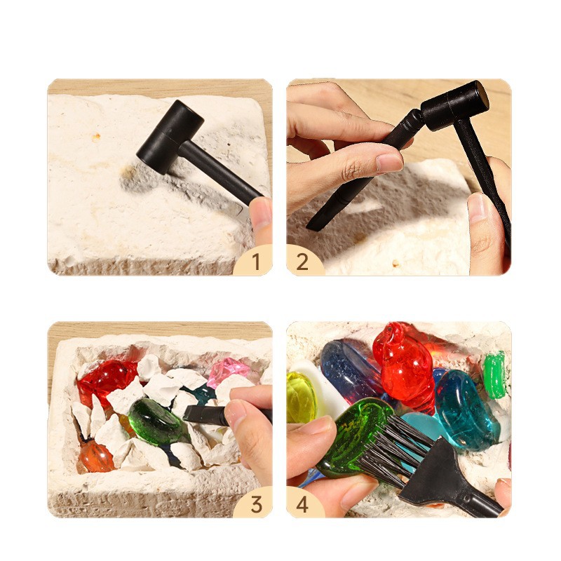 Diamond Girl Smashing Handmade Excavation Archaeological Children's Gemstone Fossil Blind DIY Treasure Hunting Box Toy Knock Treasure