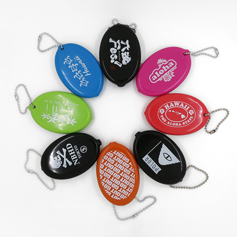 Customized Environmentally Friendly Soft Plastic Oval Portable Coin Bag Pvc Material Silicone Coin Purse with Printable Logo