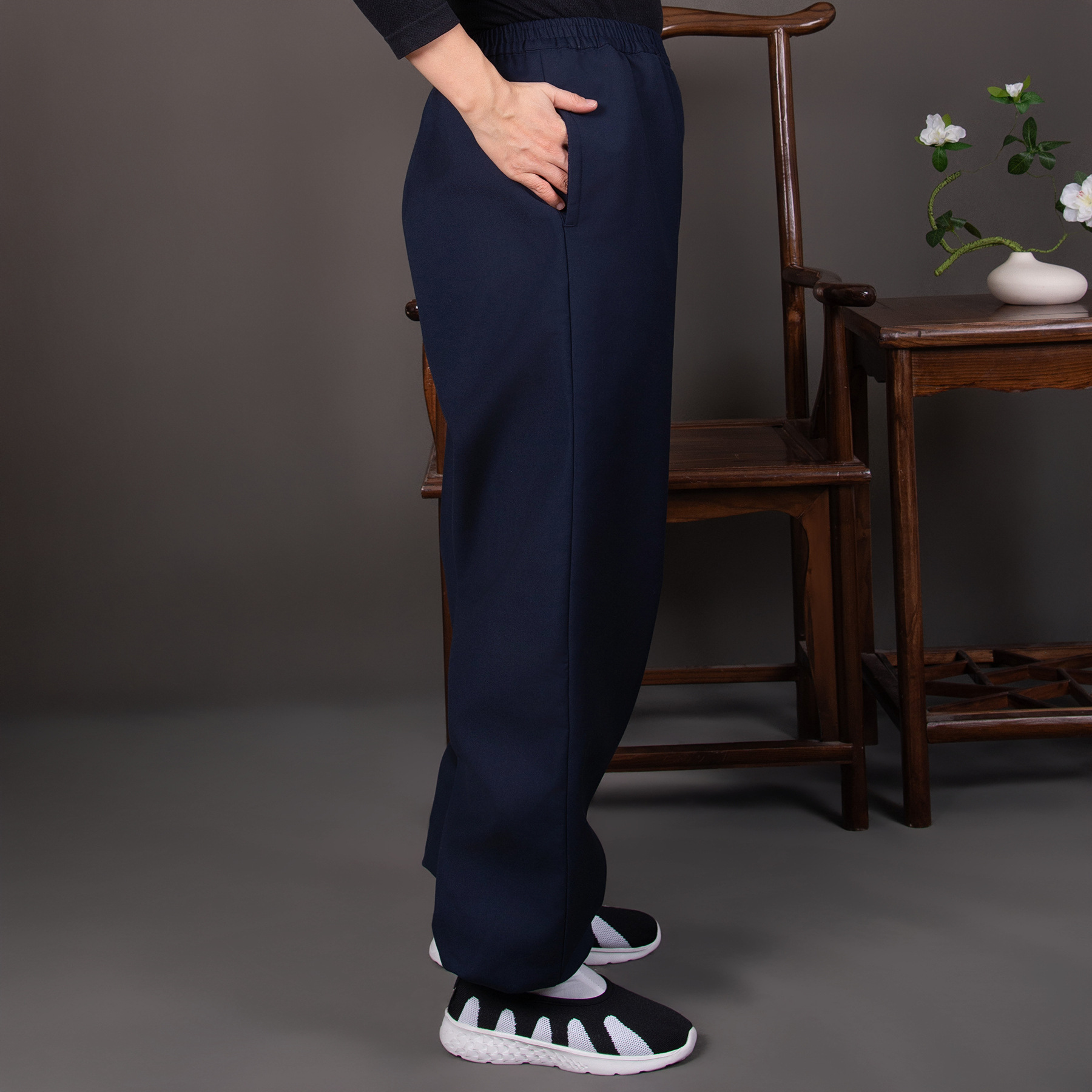 Winter Thickeneded Warm Taoist Robe, Serge Fleece-Lined Single Pants, Loose Meditation Taoist Robe, Fleece-Lined Taoist Pants, Outer Wear Taoist Robe Cotton Pants