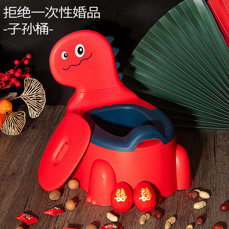 Children's bucket wedding cartoon wedding red bucket Dowry wedding bucket baby children Cartoon creative supplies wedding practical bucket