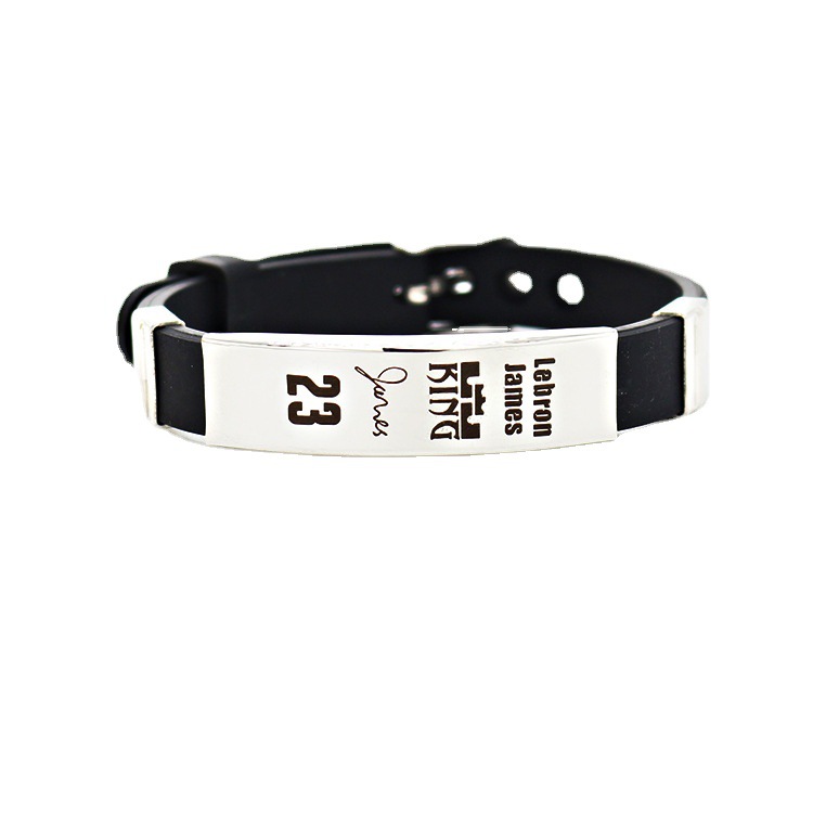 Kobe Bryant Bracelet Adjustable James Curry Harden Irving Durant Signature Silicone Strap Stainless Steel Bracelet
