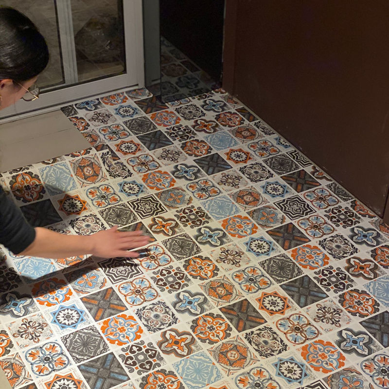 Floor Stickers Self-Adhesive Bathroom Waterproof Anti-Slip Balcony Bathroom Kitchen Floor Stickers Toilet Tile Stickers Thickeneded and Wear-Resistant