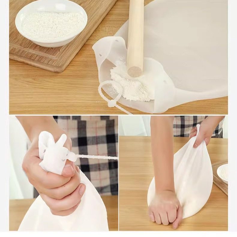Food Grade Silicone Kneading Bag Thickened Hand-free Household Hair-waxing Bag Baking Dough Bag Kitchen Supplies