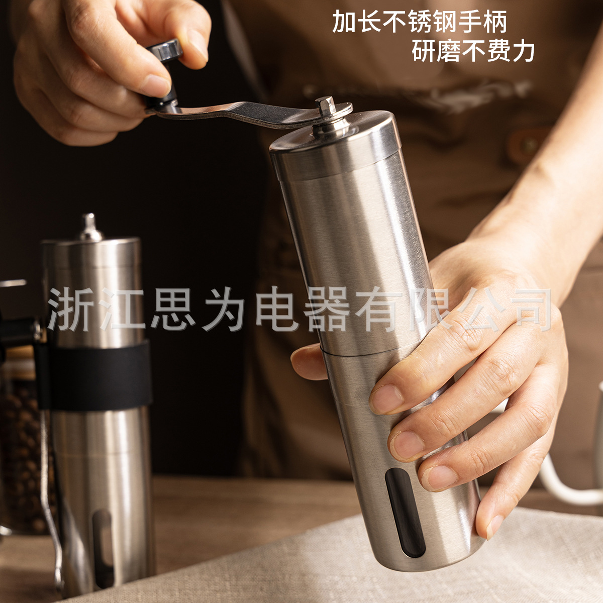 Cross-Border E-Commerce 304 Stainless Steel Manual Coffee Grinder Portable Hand-Cranked Ceramic Grinding Core Adjustable Grinder