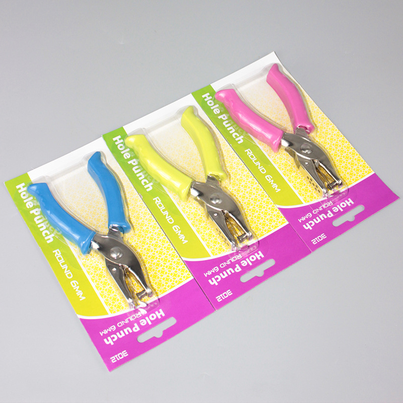 Rubber-coated hand-held puncher stationery binding puncher round hole paper puncher manual punching machine punching pliers