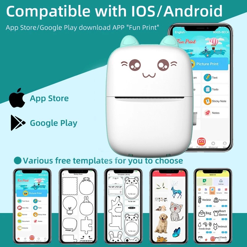 Cross-Border Hot Selling Portable Mini Printer Wireless Can Be Connected to Mobile Phone Small Home Self-Adhesive Photo Printer