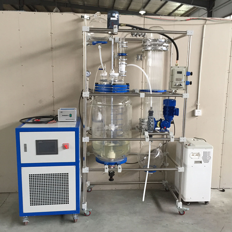 Explosion-Proof Double-Layer Glass Reactor Manufacturer's Variable Frequency Vacuum Stirring Glass Reactor for Laboratory Distillation and Extraction