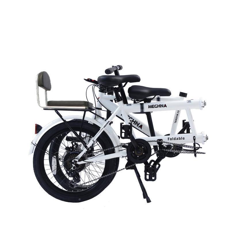 Two-Person Folding Bicycle for Parent-Child Rides with Baby, Variable Speed Family Bike, Three-Person Scenic Rental, Two-Person Riding Default Item