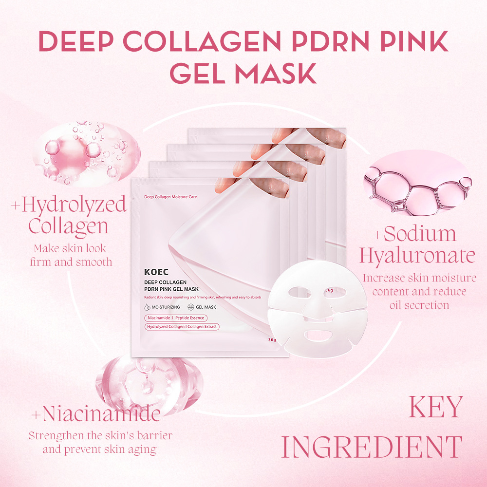 Koec Pink Polypeptide Collagen Firming Transparent Mask Hydrating and Moisturizing White Translucent Patch Mask Hot Style
