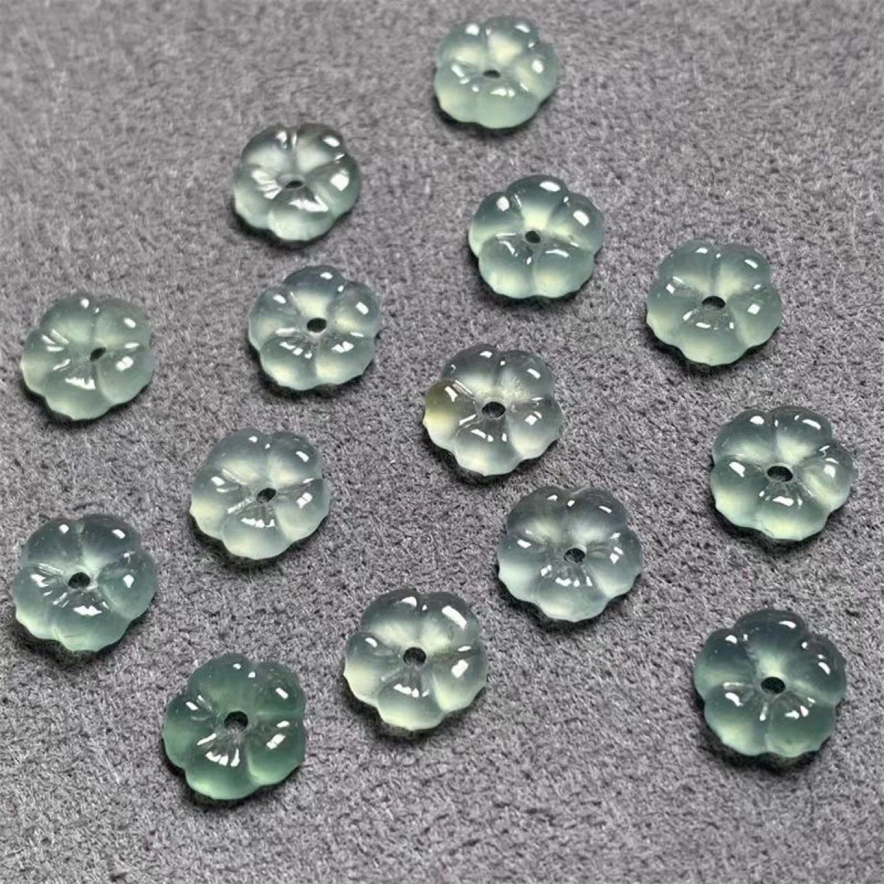 Natural Jadeite A-Grade Ice Blue Water Petal Accessories Jewelry Pendants for Men and Women Sihui Jewelry Jade Wholesale