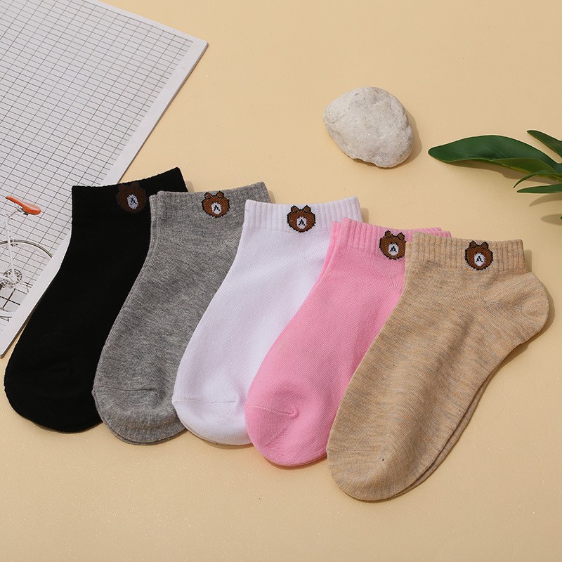 Socks women's spring and summer four seasons bear socks low shallow mouth boat socks stall supply wholesale socks casual socks men's and women's socks