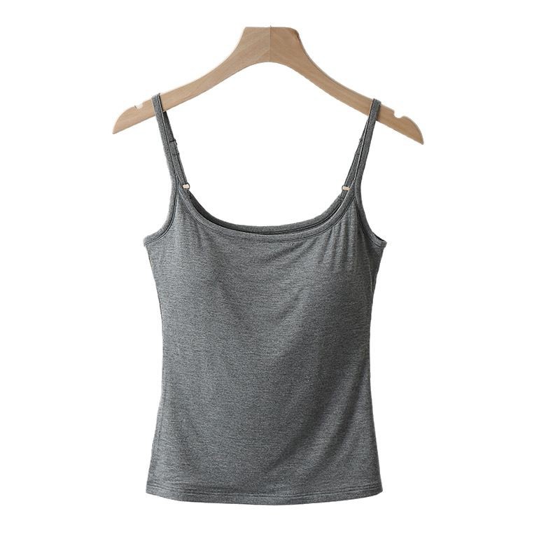 Summer Modal Women's Inner Vest with Breast Pads, Beautiful Back All-In-One Intimates That Can Be Worn Outside, Women's Outer Suspbottomers