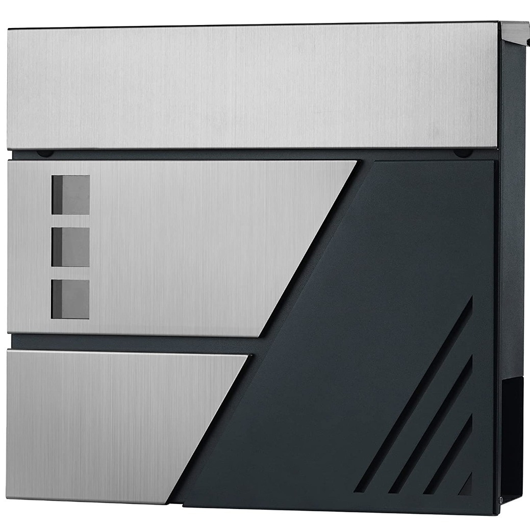 Factory Direct Sales Cross-Border Modern Mailbox Stainless Steel Wall-Mounted with Newspaper Rack Postal Box Cross-Border Hot Sale