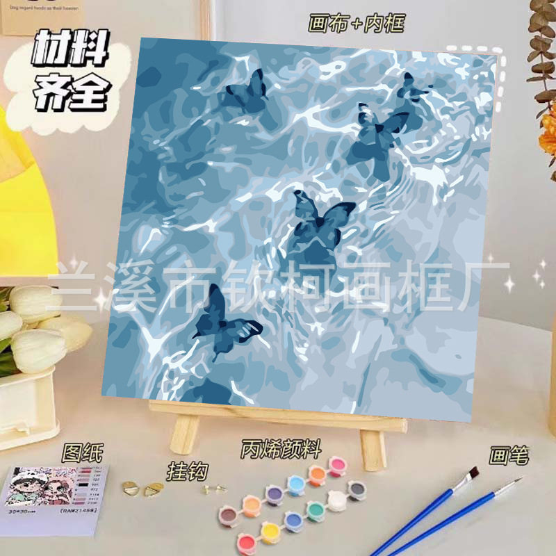 Factory wholesale oil painting cross-border Amazon diy hand painting foreign trade rose landscape butterfly digital oil painting