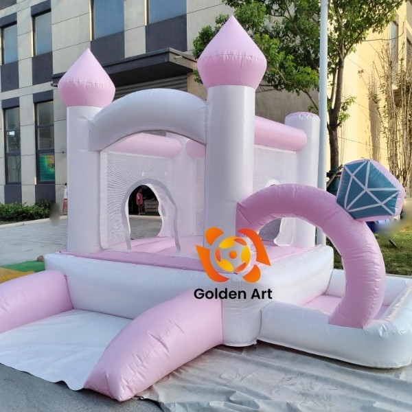 New Diamond Ring Inflatable Castle Outdoor Small Bouncy Castle Square Naughty Castle Amusement Park Manufacturer Children's Trampoline