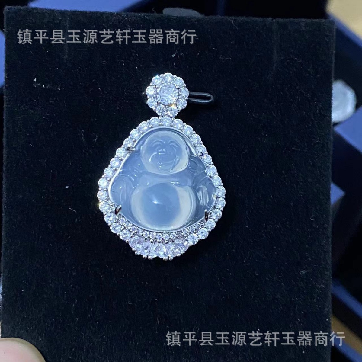 New Chinese Ice Silver Plated Small Chalcedony Buddha Pendant Agate Big Belly Buddha Necklace Niche Women's Jade