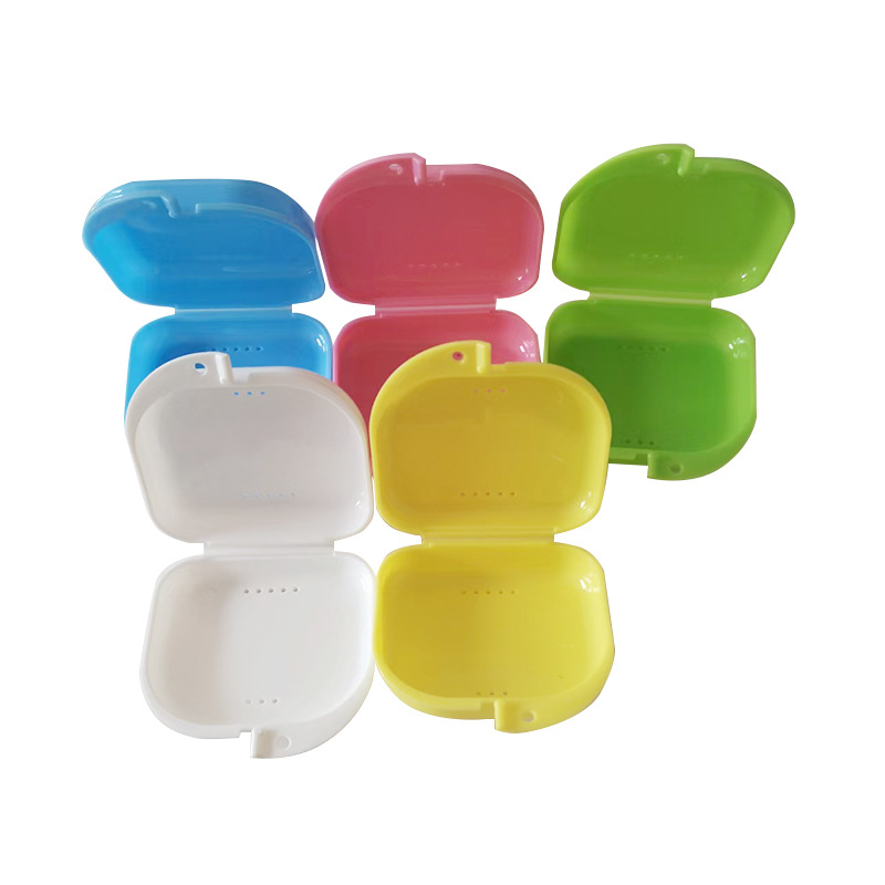 Factory wholesale plastic denture box denture dust-free storage box holder storage box sealed tight with lock hook box