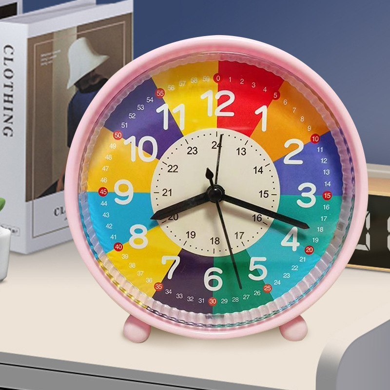 Creative Cross-Border Cute Candy Color Cartoon Alarm Clock Student Dormitory Office Cartoon Clock Face Bedside Gift Wholesale