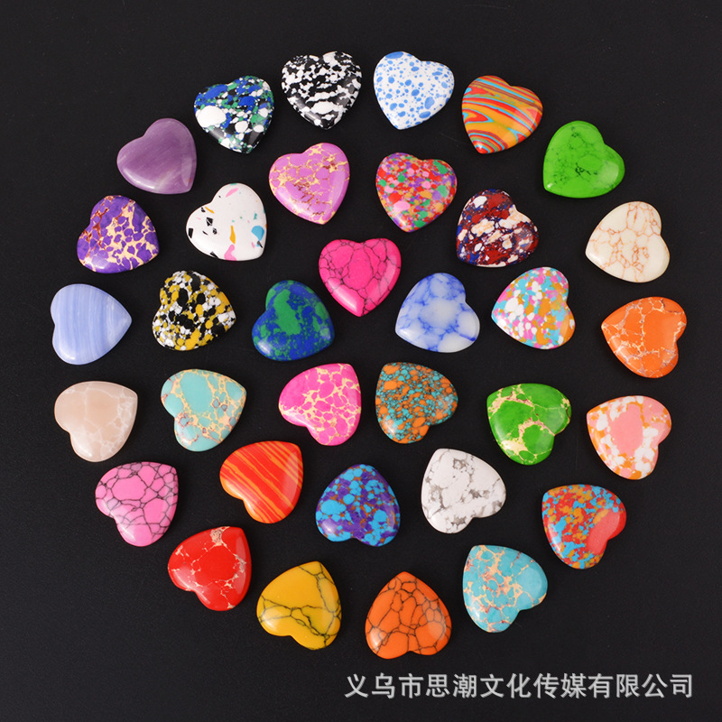 Кристаллы натурального камня, синтетический бирюзовый, сердечко из нефрита 20мм, яркие украшения для DIY