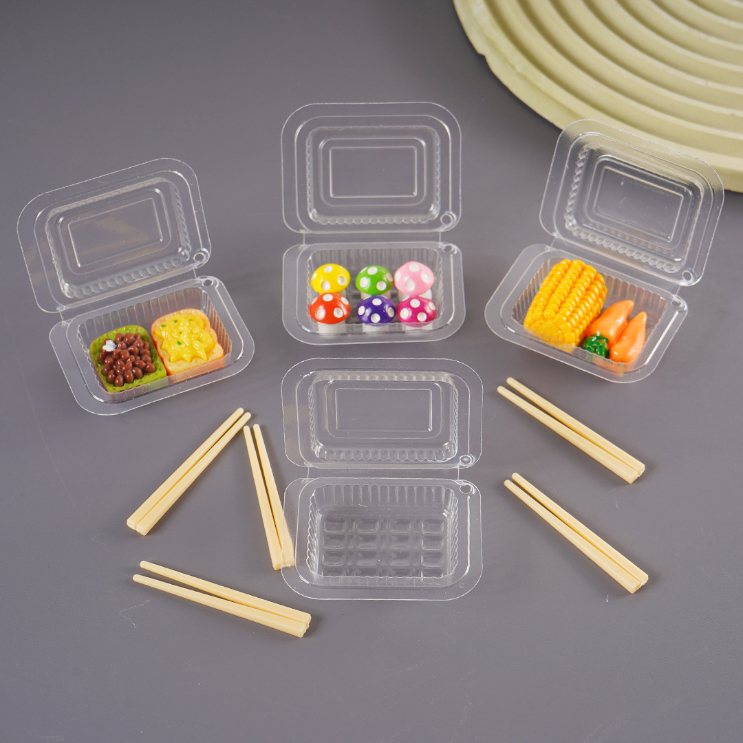 Миниатюрная коробка для обеда коробка мини симуляция фастфуда кукольный домик одноразовая прозрачная упаковка