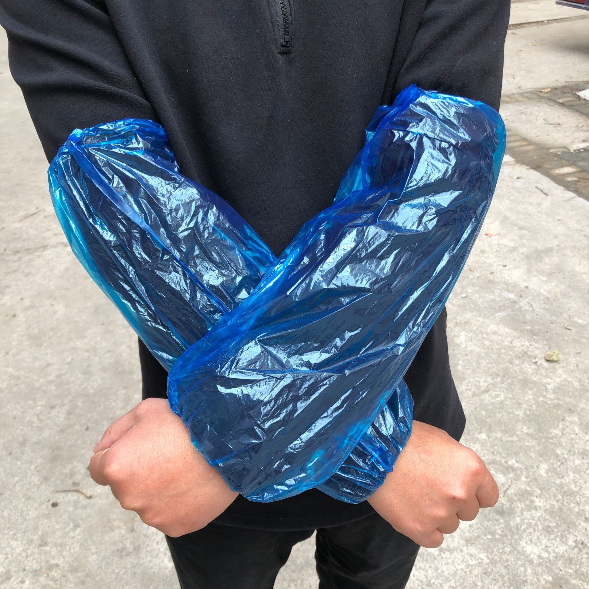 Disposable sleeve pe waterproof kitchen transparent sleeve men's work White extended thick sleeve 100 pcs/bag