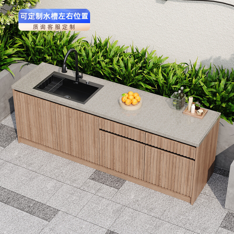 Outdoor Marble Wash Basin Outdoor Kitchen Vegetable Washing Integrated Cabinet Barbecue Table Sink Villa Stone Pool Home