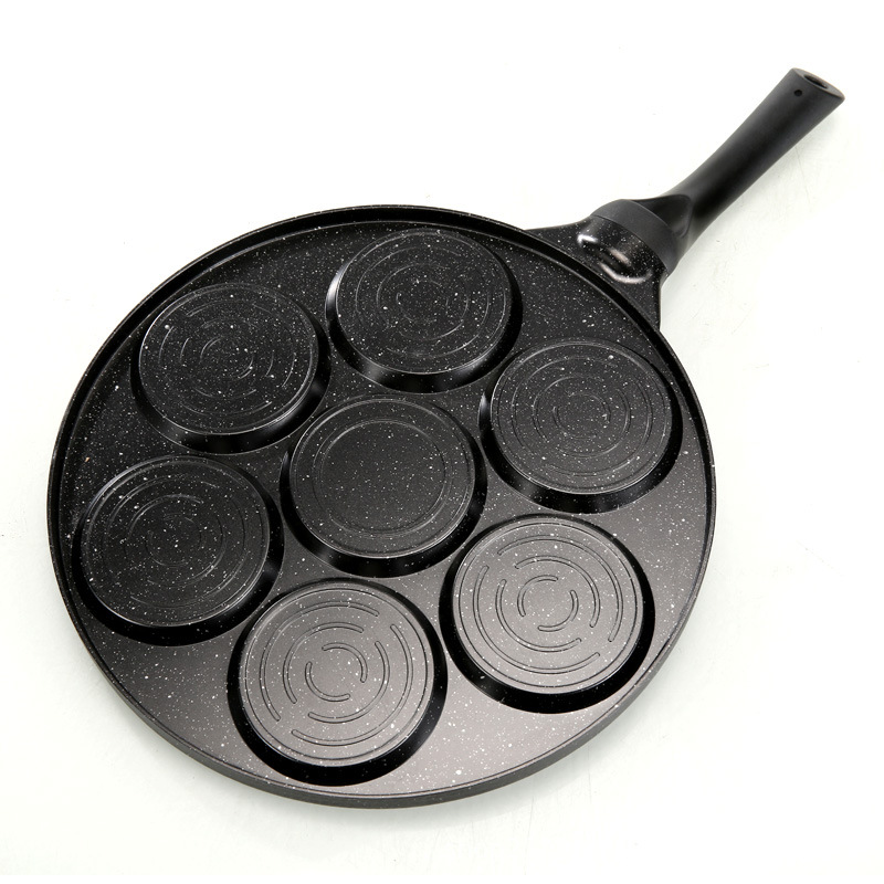 Factory Spot Aluminum Seven-hole Pan Omelette Non-stick Pan Multi-functional Household Breakfast Omelette Artifact Non-stick Pan Wholesale