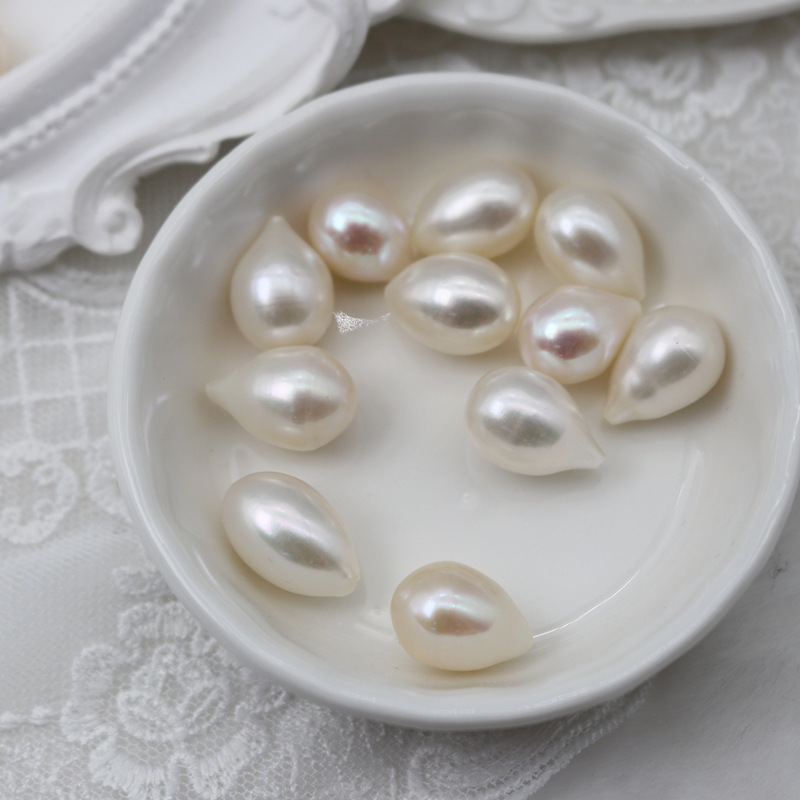 [Dream Jewelry] 11mm Water Drops Rice Beads Large Particles Natural Freshwater Pearl Strong Light Hairpin Material Half Hole