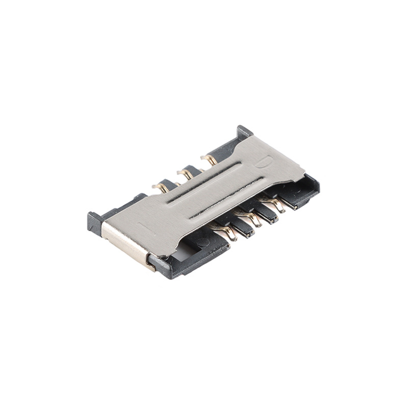 Sim-6P-1.6H-Short Body-Assembled Patch Mini Mobile Phone Communication Sim Card Holder with High Temperature Resistance