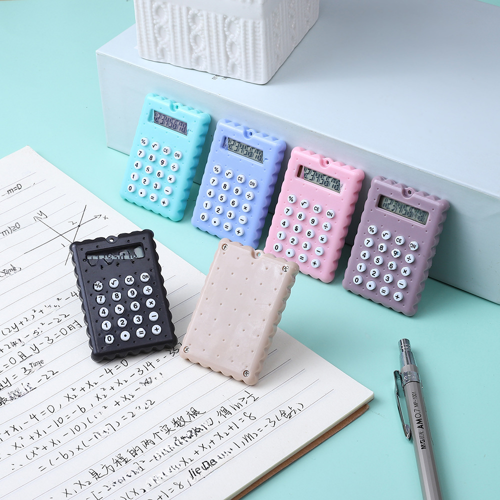 Student Cute Cookie Shape Portable Small Mini Calculator Keychain Pendant Calculator Pendant