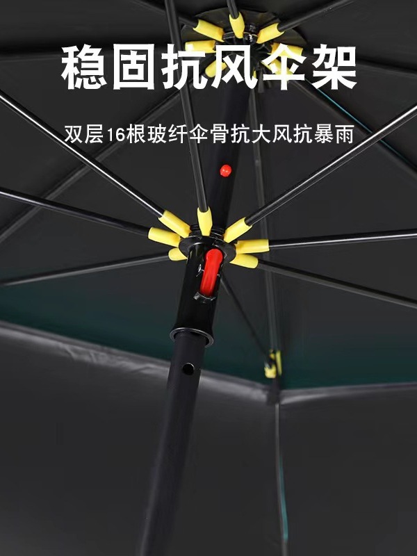 Fishing Umbrella Special 2024 New Factory Wholesale Double Layer Black Glue Rainproof Sunshade Fishing Umbrella Thickened Wind-Resistant Fishing Umbrella