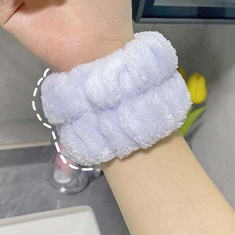 Coral Fleece Wrist Band Women's Solid Color Soft Face Water Absorbent Sweat Wash Sports Bracelet Waterproof Wrist Wrist Band