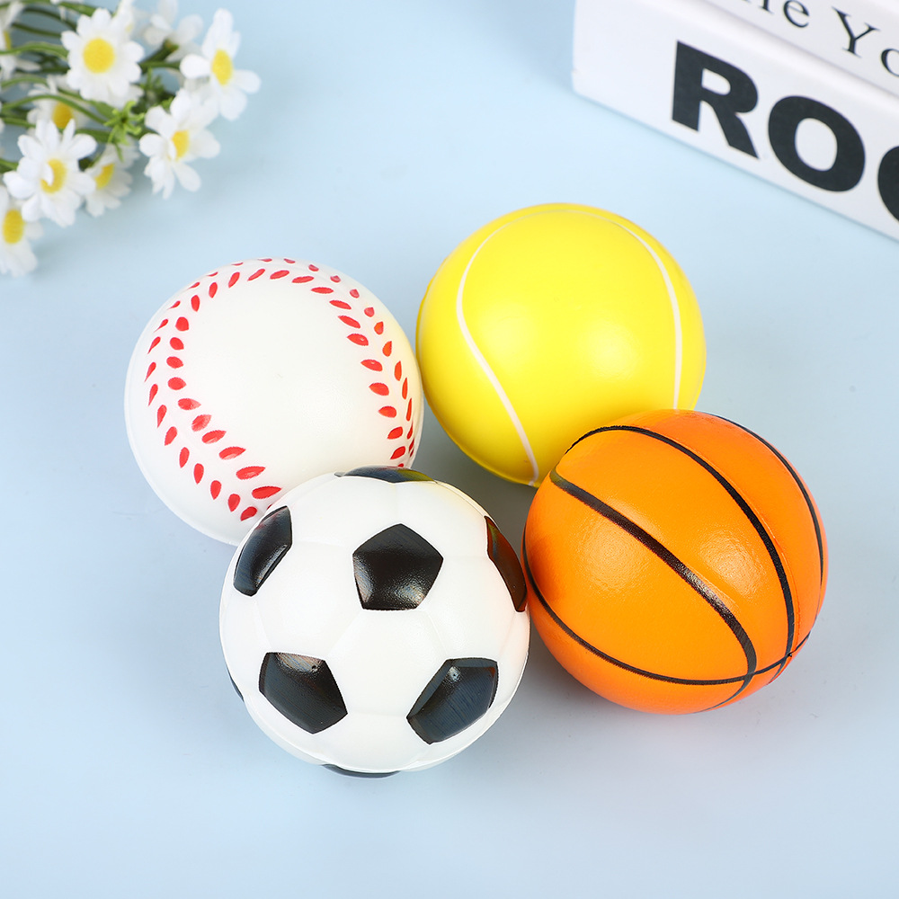 Cross-border Hot-selling Decompression 63mm Football Basketball Foam Sponge pu Ball Kidsren's Vent Toy Tennis Stress Ball