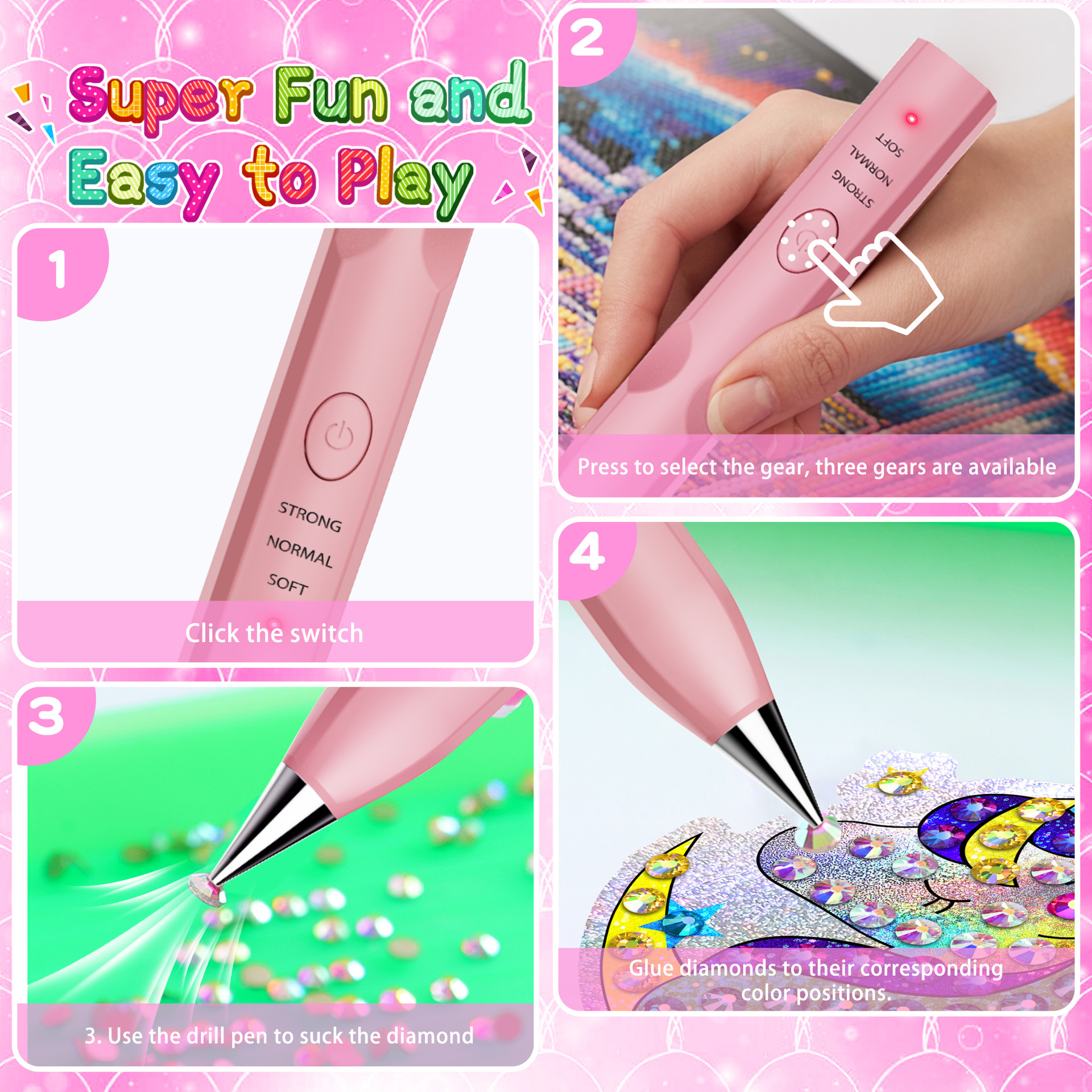 Diamond Painting Dotting Pen, Electric Diamond Painting Tool, Convenient Sticker Art, Quick Diamond Painting Suction Pen