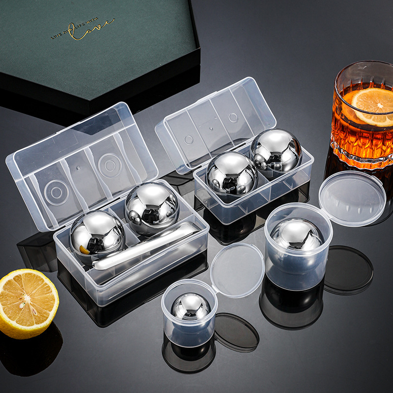 304 Stainless Steel Ice Ball Large Ice Cube Beverage Iced Whiskey Ice Wine Stone Round 38 55mm Quick-Frozen Metal