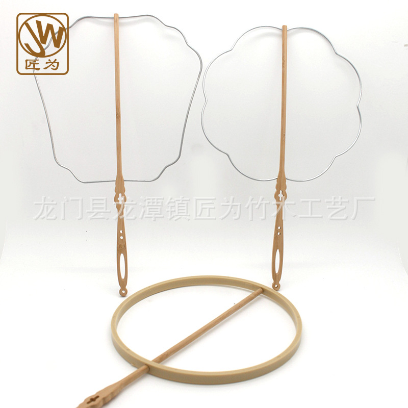 In stock Chinese style wooden fan handle hollow fan stick DIY bamboo rod 6mm round fan handle long handle shaped fan rack