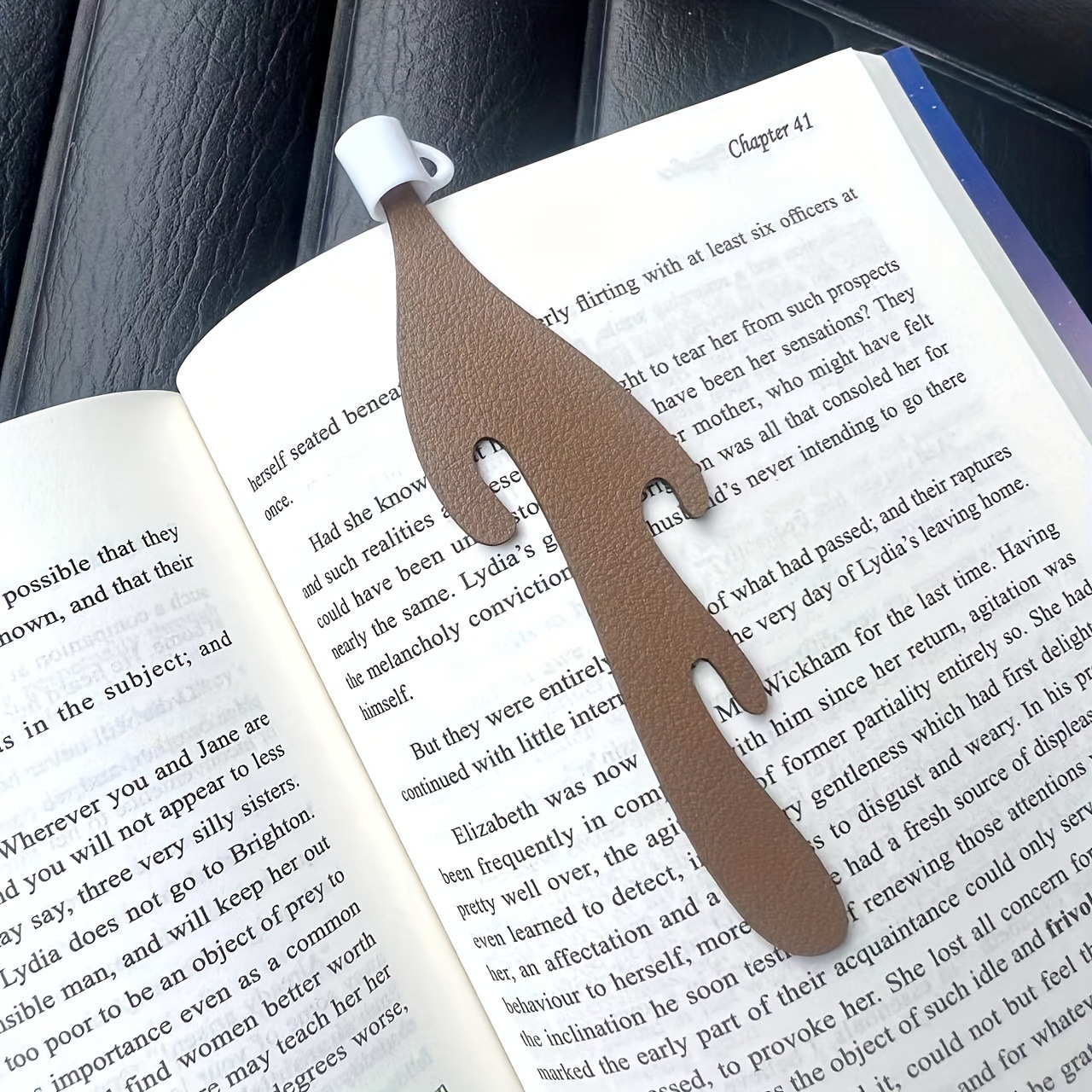 Creative and Personalized Leather Coffee Cup Spilled Bookmark, Niche Art, Simple and Interesting Learning Bookmark, Creative Gift