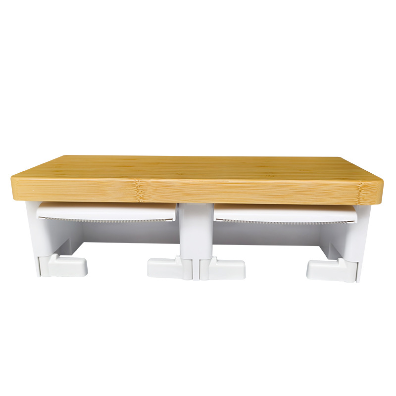 Cross-Border Bamboo Paper Towel Holder for Hotels, Guesthouses, Restaurants, Bathrooms, Toilets, Wall-Mounted Double Roll Paper Storage Rack Box